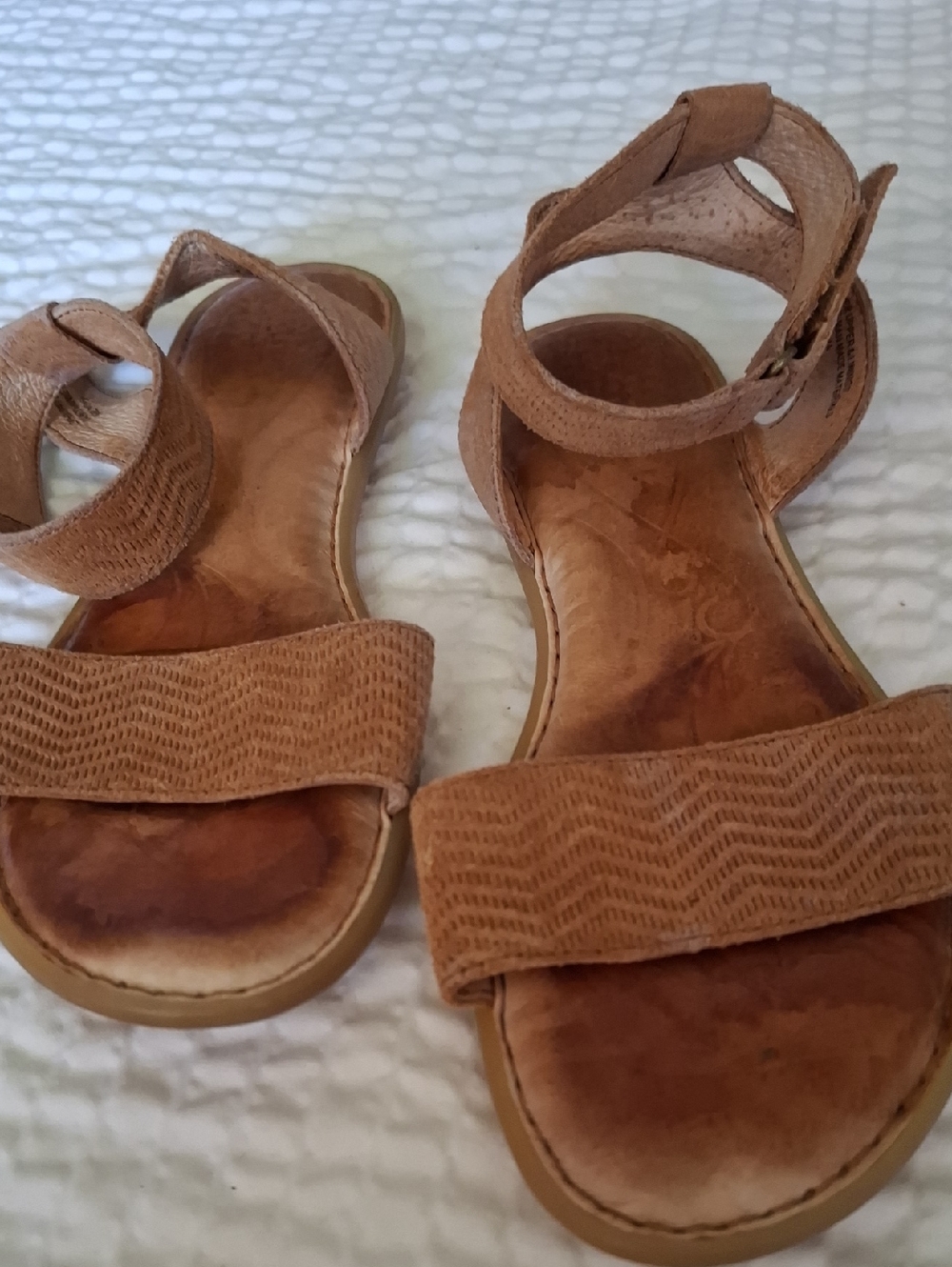Born Tegal Brown Leather Ankle Strap Sandals - Women's Size 7